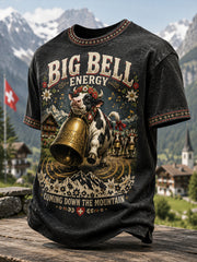 T-shirt imprimé Alpabzug Funny Cow Art pour hommes