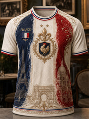 T-shirt à manches courtes pour hommes, commémoration patriotique française