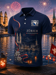 T-shirt polo à manches courtes, graphique, pour la célébration de la Journée nationale des hommes