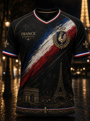 T-shirt à col en V pour la commémoration patriotique française, modèle homme