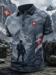 Polo à manches courtes pour homme avec imprimé de style militaire