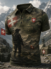 Polo à manches courtes pour homme avec imprimé de style militaire
