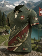 Polo imprimé à motif militaire suisse pour hommes