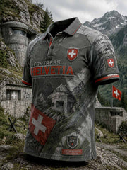 Polo imprimé pour homme de style militaire suisse