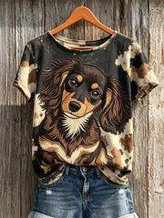 Teckel à poil long pour femme Chien & Chien Manteau Motif Imprimer T-shirt à manches courtes