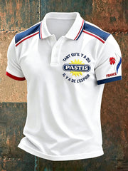 Polo décontracté pour homme à imprimé pastis français