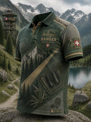 Polo imprimé pour homme de style militaire suisse