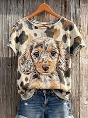 Teckel Unique Chien & Chien Manteau Motif Imprimer T-shirt à manches courtes