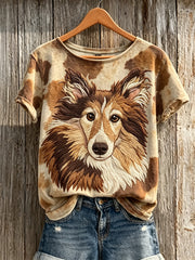 T-shirt Shetland Sheepdog & Dog à manches courtes pour femme