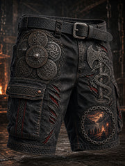 Pantalon cargo décontracté à imprimé graphique de style viking et nordique rétro