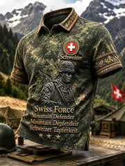 Polo décontracté à imprimé camouflage Swiss Army pour hommes