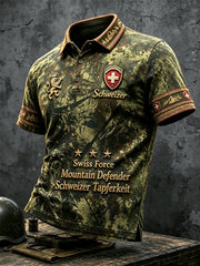 Polo décontracté pour homme à imprimé camouflage suisse