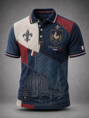 Chemise à manches courtes pour hommes, commémoration patriotique française