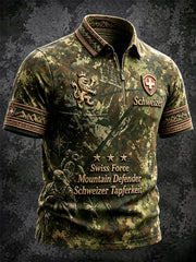 Camouflage Swiss Army Print T-shirt décontracté à manches courtes pour hommes