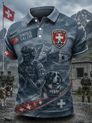Polo à manches courtes pour homme avec imprimé camouflage de style militaire