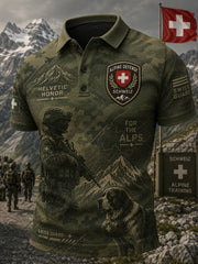 Polo à manches courtes pour homme avec imprimé camouflage de style militaire