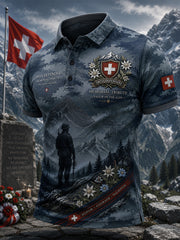 Polo à manches courtes pour homme avec imprimé camouflage de style militaire