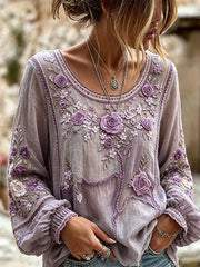Haut Élégant Coton-Lin Femme