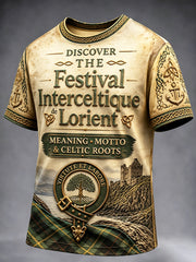 T-shirt décontracté à imprimé rétro du Festival international celtique de Bretagne-Lorient pour hommes