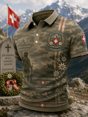 Polo à manches courtes pour homme avec imprimé camouflage de style militaire