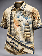Polo décontracté vintage pour homme à imprimé Lorient français