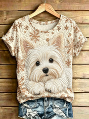T-shirt vintage à manches courtes, ample, à imprimé animalier, pour femme