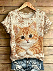 T-shirt vintage à manches courtes, ample, à imprimé animalier, pour femme