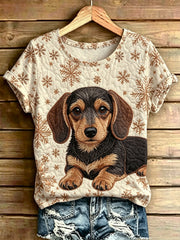 T-shirt vintage à manches courtes, ample, à imprimé animalier, pour femme