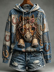 Sweat à capuche femme Cheval