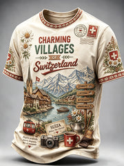 T-shirt Décontracté Homme Swiss Retro Graffiti