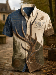 Chemise décontractée à manches courtes pour la saison de chasse, style français, pour hommes