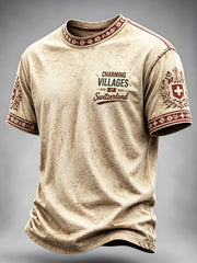 T-shirt Décontracté Swiss Vintage-Print Homme