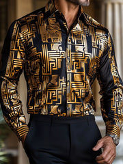 Chemise décontractée à imprimé d'art rétro pour hommes