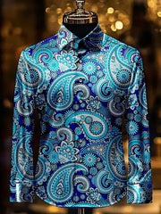 Chemise décontractée pour homme, style rétro, imprimé artistique