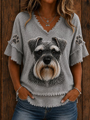 Chemise Femme Mignon Miniature Schnauzer Art Coton-Lin