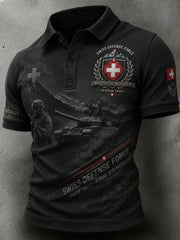 Polo à manches courtes pour homme avec imprimé camouflage de style militaire