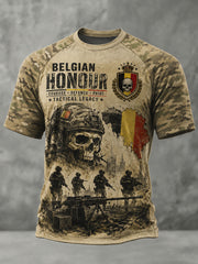 T-shirt raglan à manches courtes pour homme, avec imprimé camouflage de style militaire