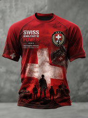 T-shirt raglan à manches courtes pour homme, avec imprimé camouflage de style militaire