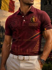 Polo à manches courtes pour homme avec imprimé patriotique commémoratif