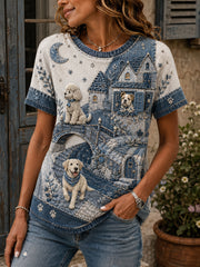 T-shirt décontracté pour femme à imprimé artistique motifs animaux