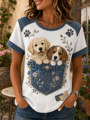 T-shirt décontracté pour femme à imprimé artistique motifs animaux