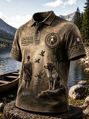 Polo décontracté pour homme, style vintage, motif de la saison de chasse en Bretagne, France