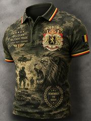 Polo à manches courtes pour homme avec imprimé camouflage de style militaire