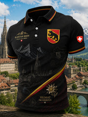 Polo Homme À Manches Courtes Motif Urbain Commémoratif