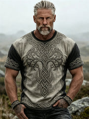 T-shirt pour homme vintage viking à manches courtes, motif arbre de vie et nœud celtique