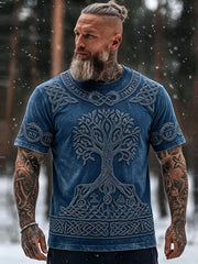 T-shirt homme vintage viking arbre de vie imprimé celtique à manches courtes