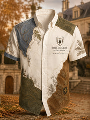 Chemise décontractée à manches courtes pour la saison de chasse, style français pour hommes