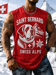 Gilet décontracté rétro pour homme, motif artistique suisse aux animaux