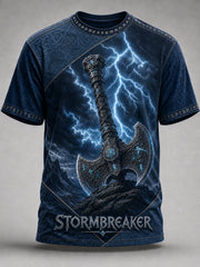 Viking Imprimé Vintage Fashion lâche T-shirt à manches courtes pour hommes