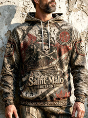 Sweat à capuche rétro pour hommes, imprimé graffiti, Festival des Pirates de Saint-Malo
